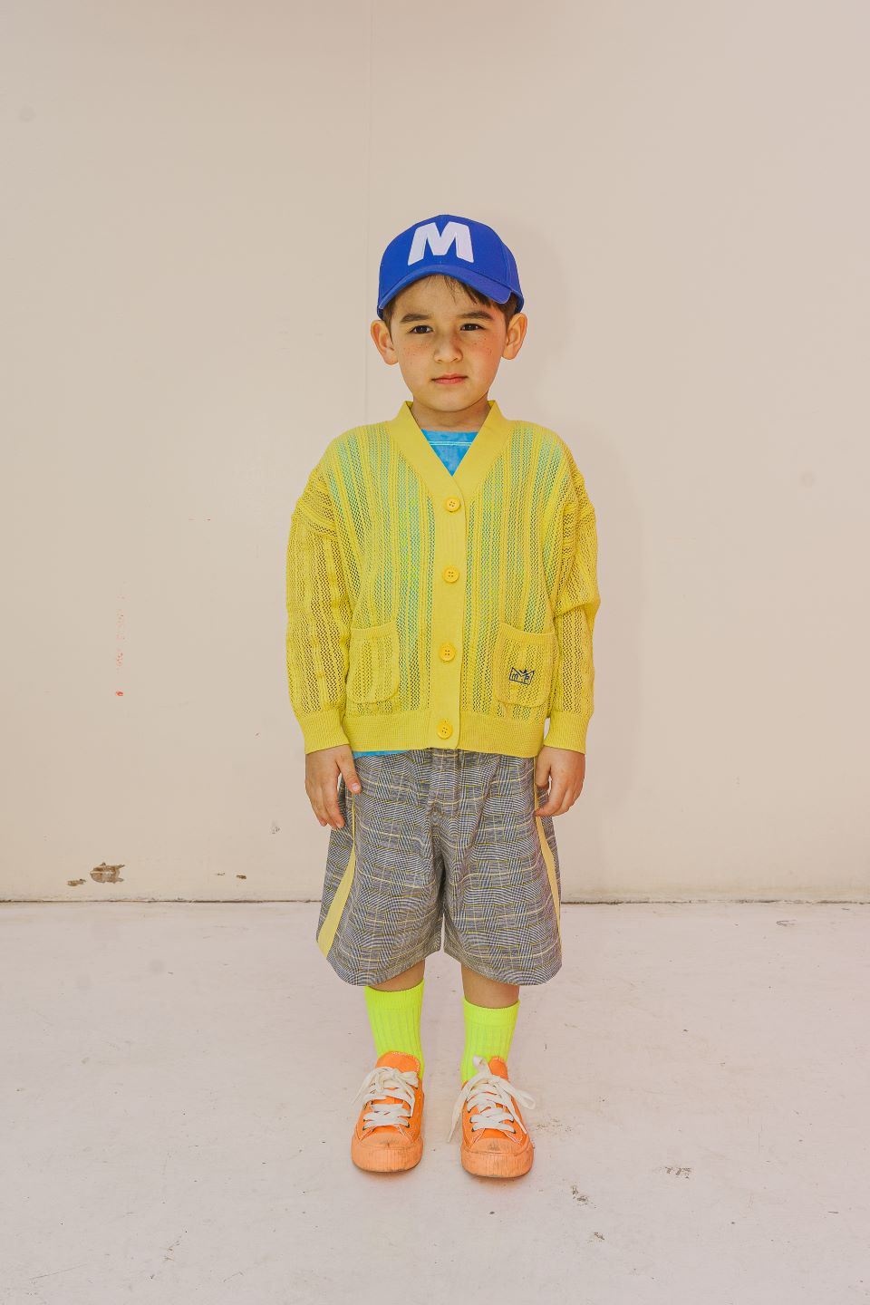 LINEN CHECK PANTS (YELLOW)